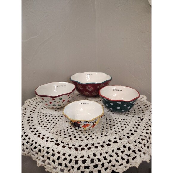 The Pioneer Woman Nesting Measuring Bowl Set 4 piece Fall Flowers Stoneware - Picture 3 of 12